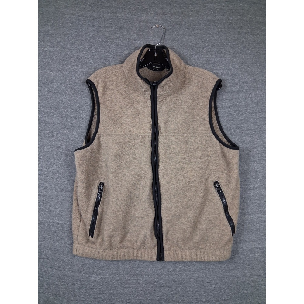 Eddie Bauer Mens‎ Jacket M Brown Full Zip Vest Hiking Gorp Fleece Camping PNW